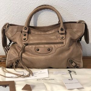 BALENCIAGA City Bag in Taupe Beige w/ Brass HW